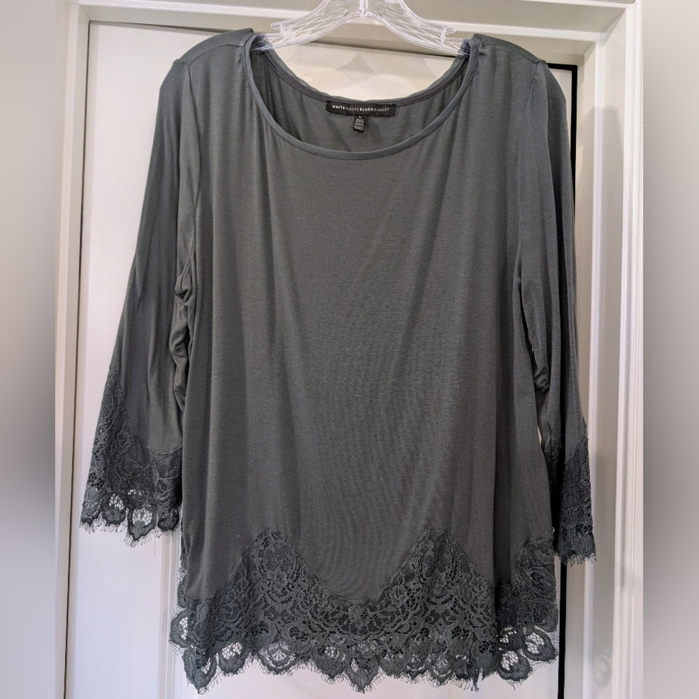 White House Black Market Lace Trim 3/4 Sleeve